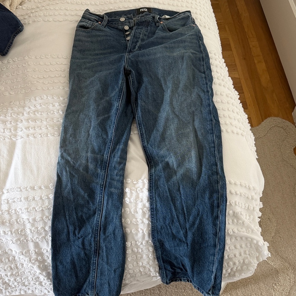 PAIGE Dark Blue Straight Leg Jeans SAWYER